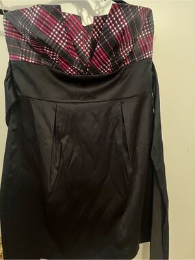 Teeze Me Black A-Line Skirt with Pink Plaid Waistband